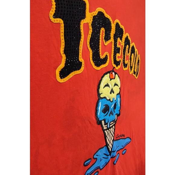 Genuine Authentic Garments Ice-cold Ice Cream Skull Embroidered Designer T-Shirt - Picture 4 of 7